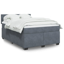 Boxspring met matras fluweel donkergrijs 140x200 cm