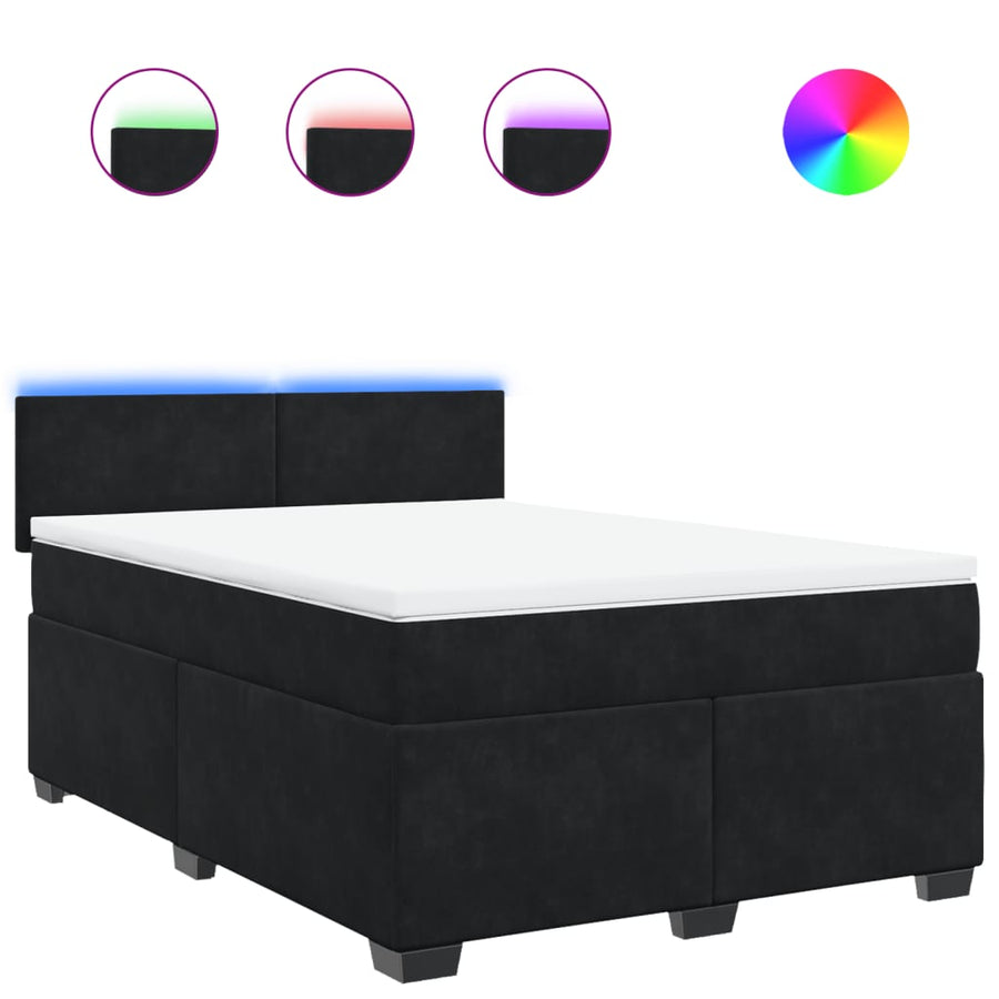 Boxspring met matras fluweel zwart 140x200 cm