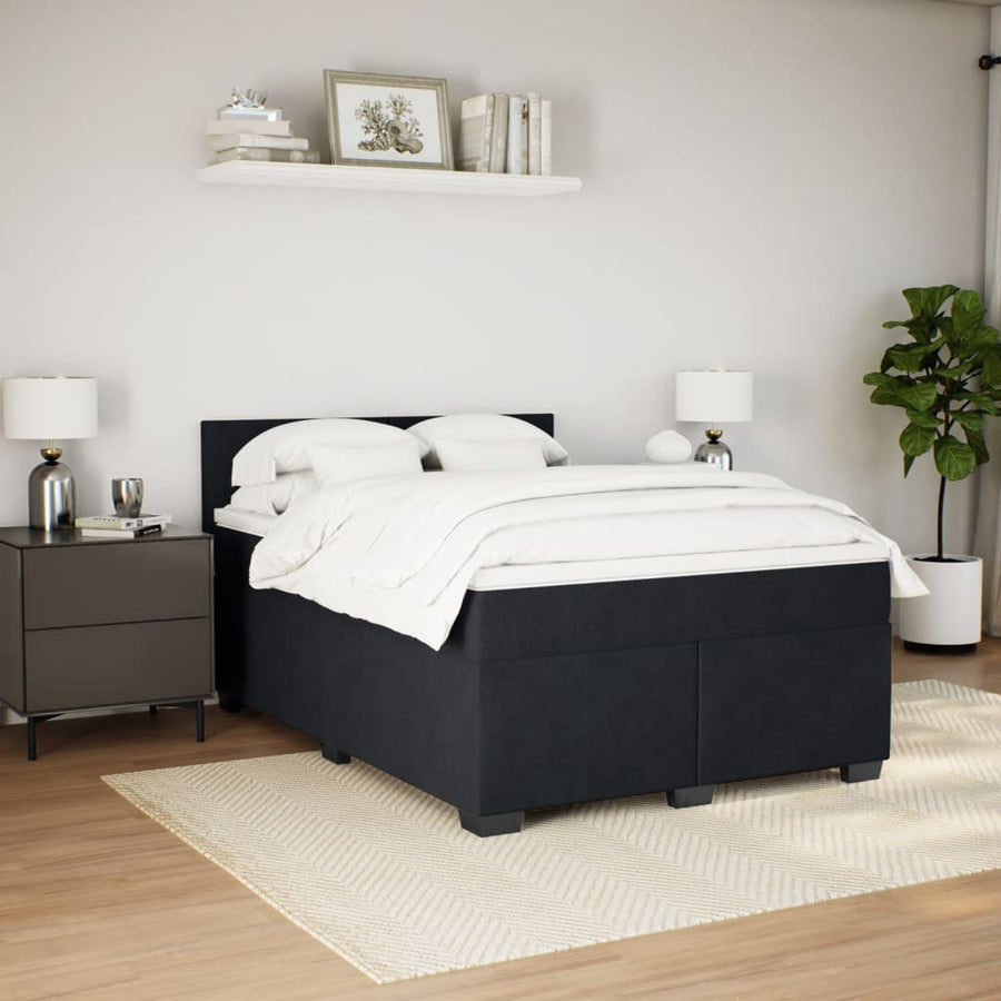 Boxspring met matras fluweel zwart 140x200 cm