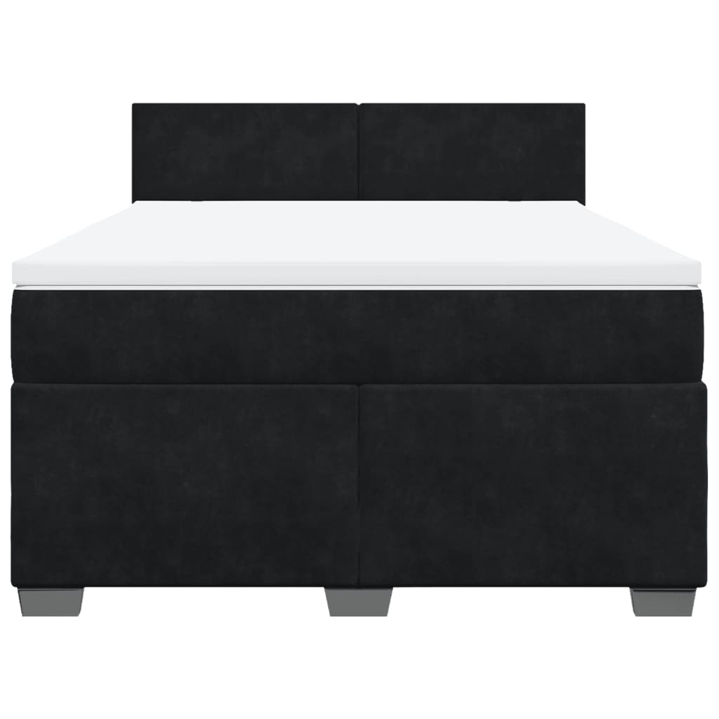 Boxspring met matras fluweel zwart 140x200 cm