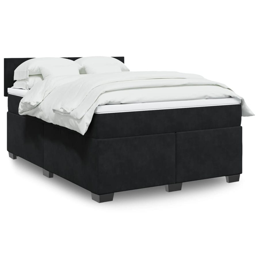 Boxspring met matras fluweel zwart 140x200 cm