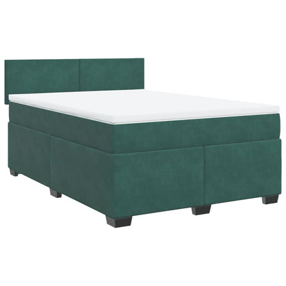 Boxspring met matras fluweel donkergroen 140x200 cm
