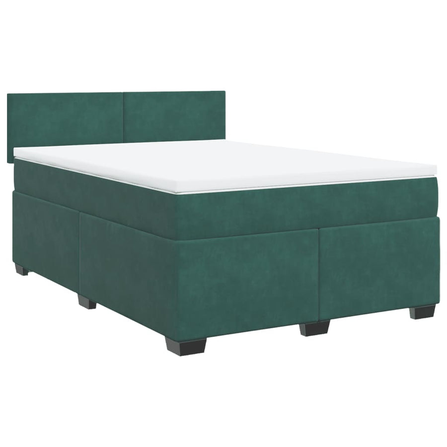 Boxspring met matras fluweel donkergroen 140x200 cm