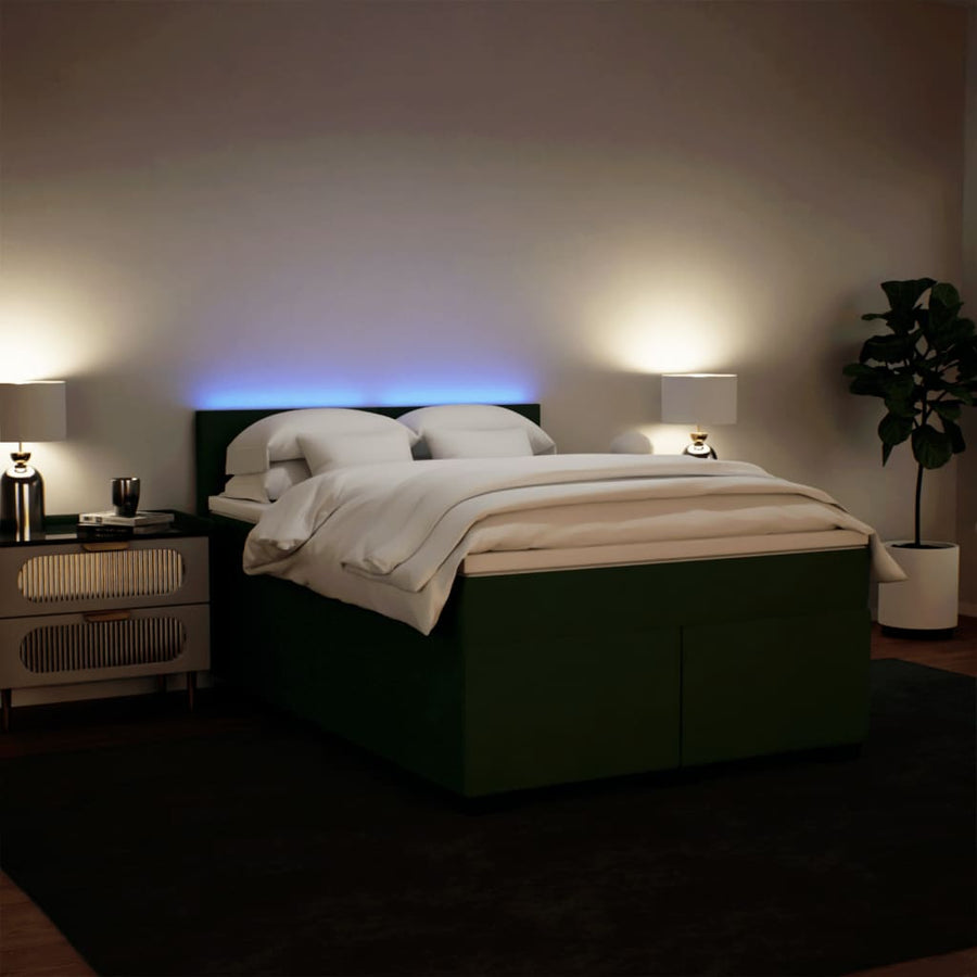 Boxspring met matras fluweel donkergroen 140x200 cm