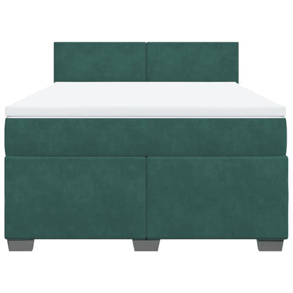 Boxspring met matras fluweel donkergroen 140x200 cm