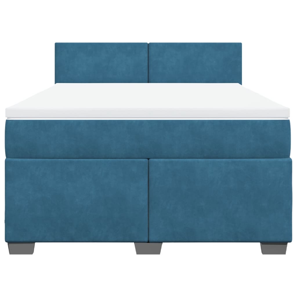Boxspring met matras fluweel blauw 140x200 cm