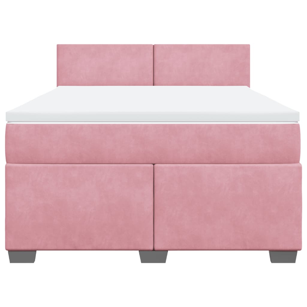Boxspring met matras fluweel roze 140x200 cm