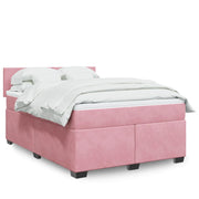 Box spring with velvet pink mattress 140x200 cm