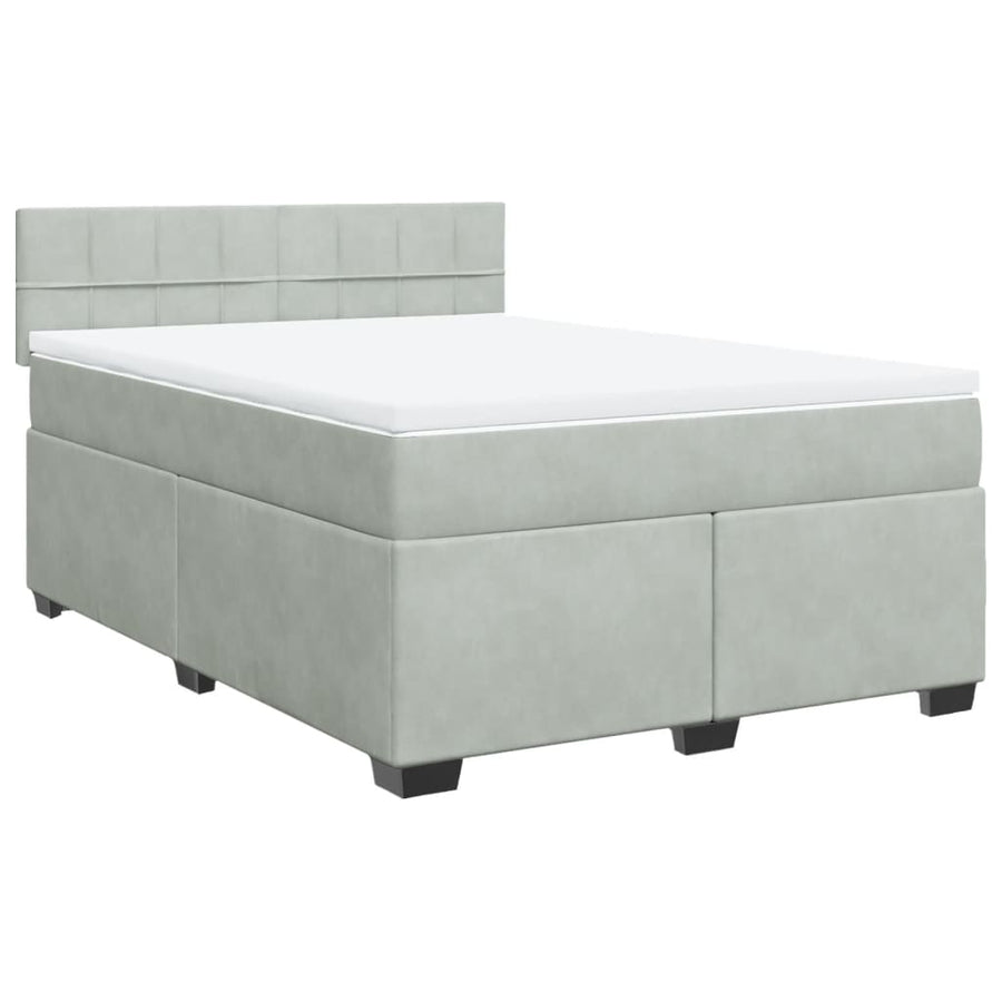 Boxspring met matras fluweel lichtgrijs 140x200 cm