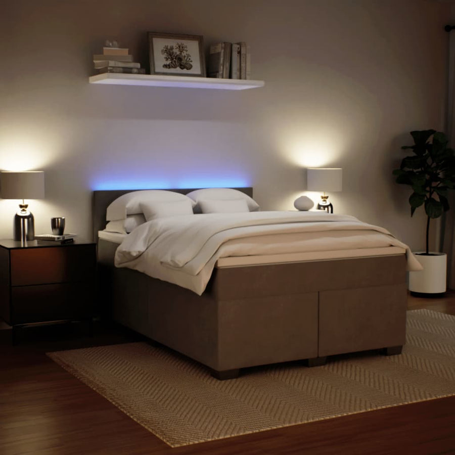 Boxspring met matras fluweel lichtgrijs 140x200 cm