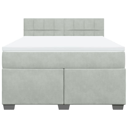 Boxspring met matras fluweel lichtgrijs 140x200 cm