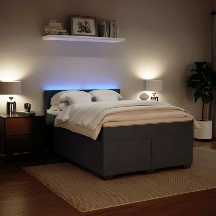 Boxspring met matras fluweel donkergrijs 140x200 cm