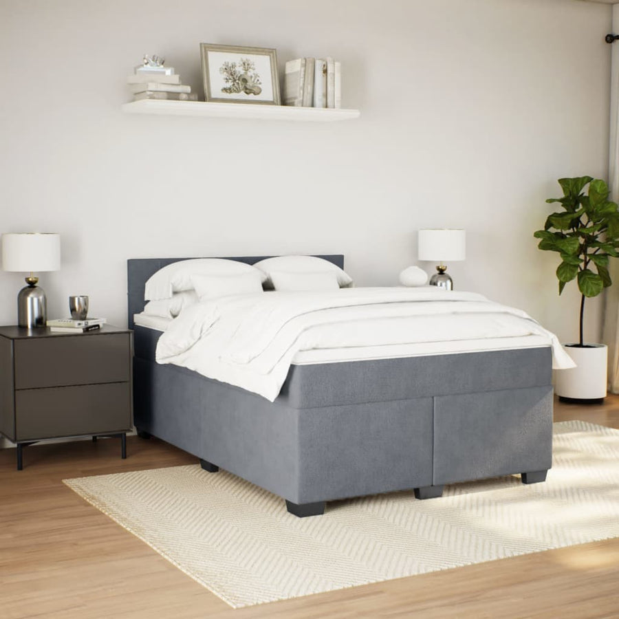 Boxspring met matras fluweel donkergrijs 140x200 cm