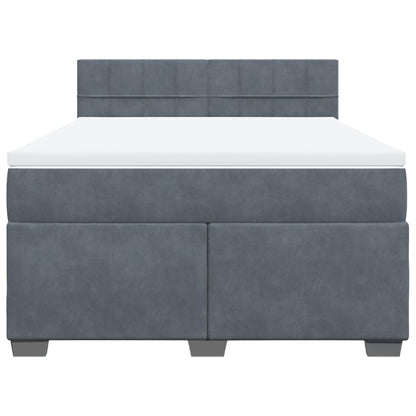 Boxspring met matras fluweel donkergrijs 140x200 cm