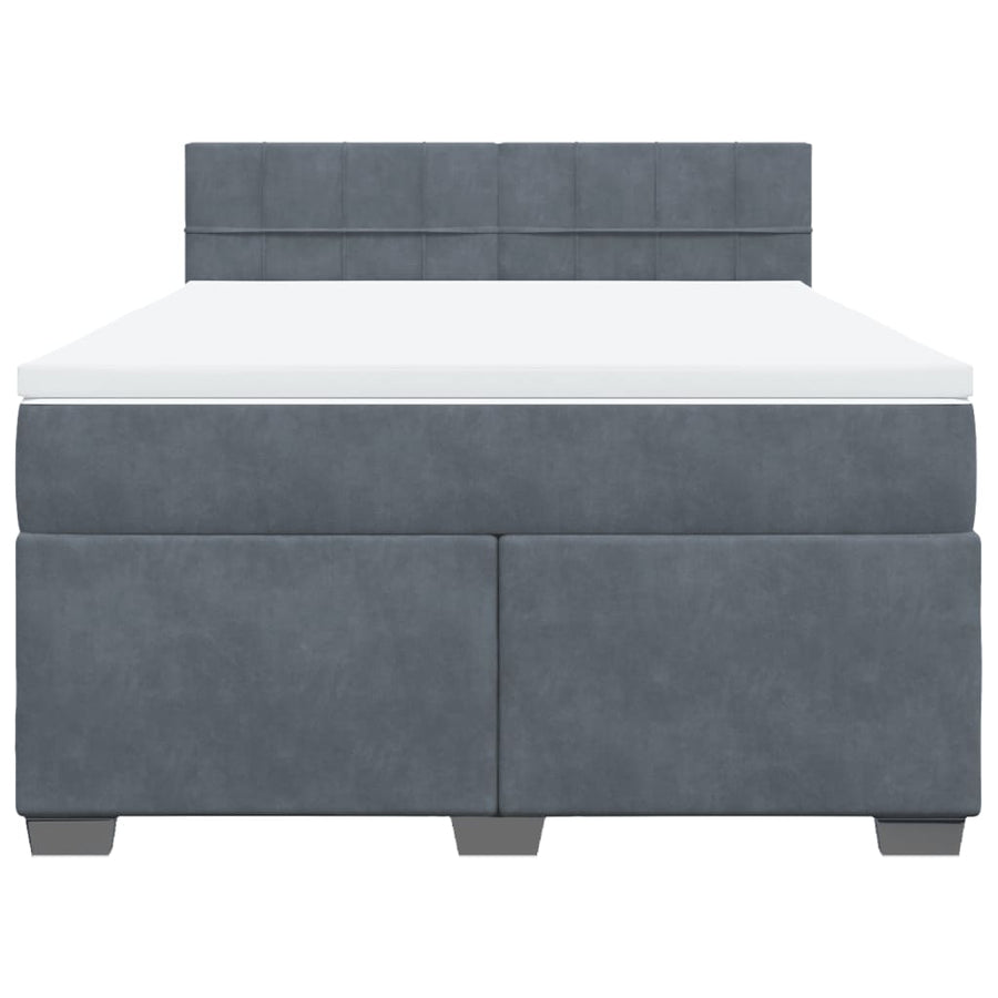 Boxspring met matras fluweel donkergrijs 140x200 cm