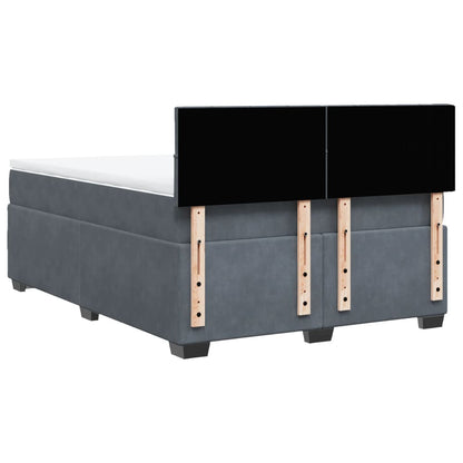Boxspring met matras fluweel donkergrijs 140x200 cm