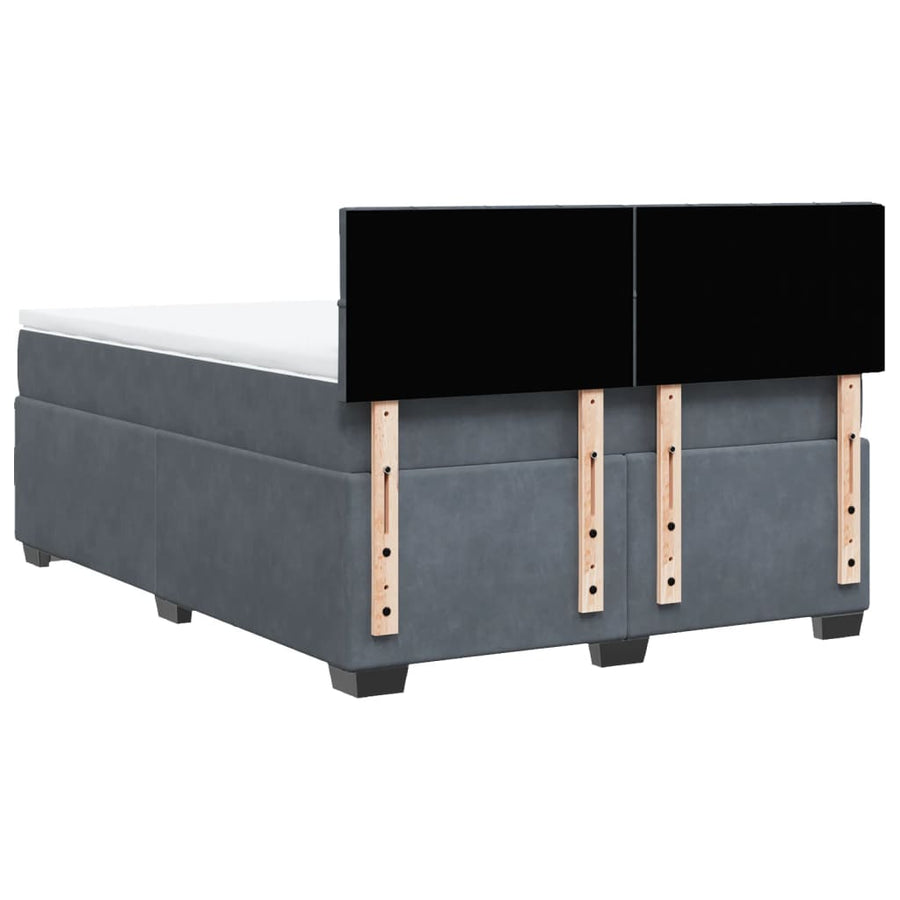 Boxspring met matras fluweel donkergrijs 140x200 cm
