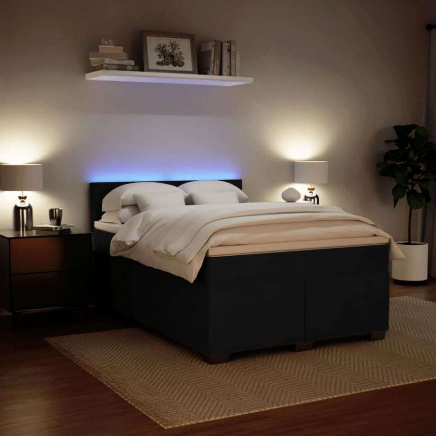 Boxspring met matras fluweel zwart 140x200 cm