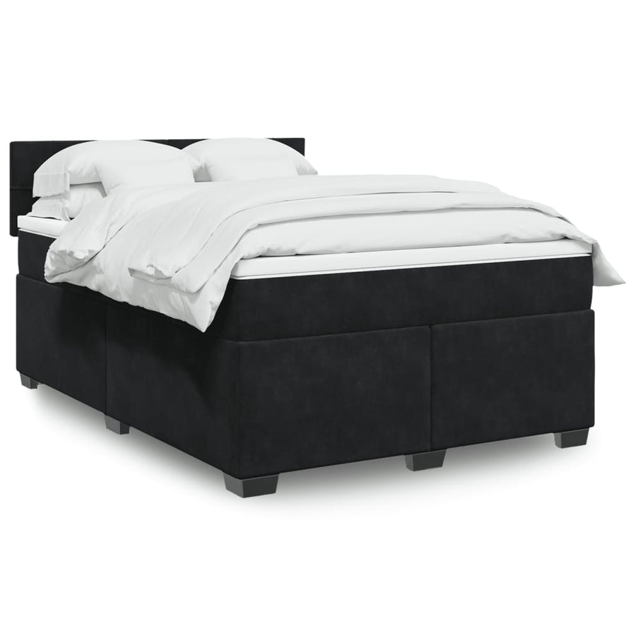 Boxspring met matras fluweel zwart 140x200 cm
