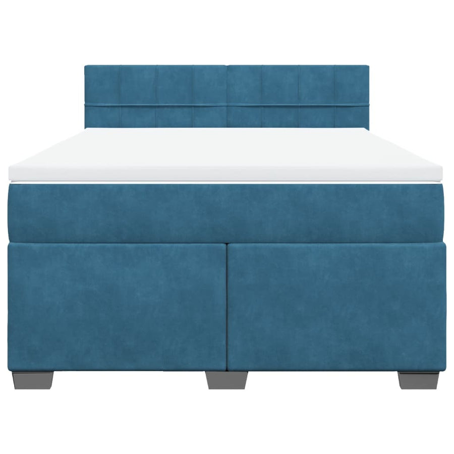 Boxspring met matras fluweel blauw 140x200 cm