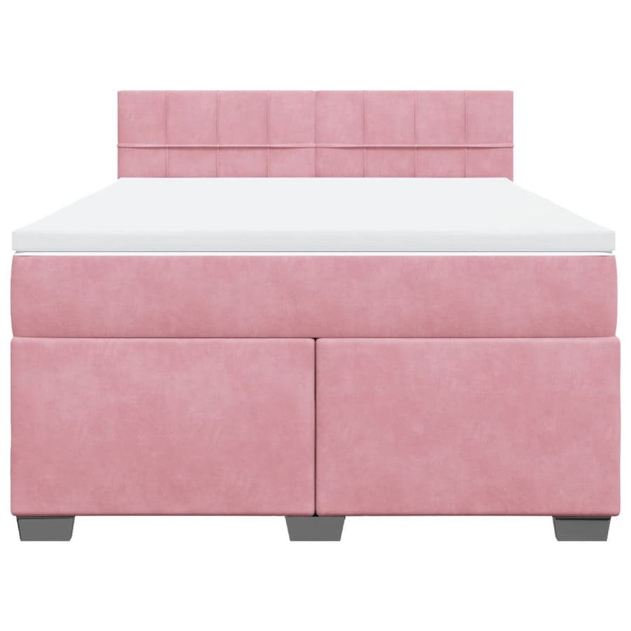 Boxspring met matras fluweel roze 140x200 cm