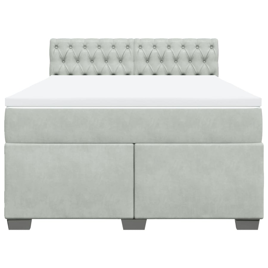 Boxspring met matras fluweel lichtgrijs 140x200 cm