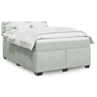 Boxspring met matras 140x200 cm lichtgrijs fluweel