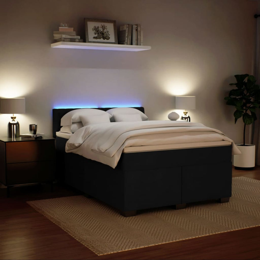 Boxspring met matras fluweel zwart 140x200 cm