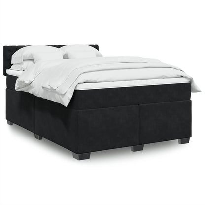 Boxspring met matras fluweel zwart 140x200 cm
