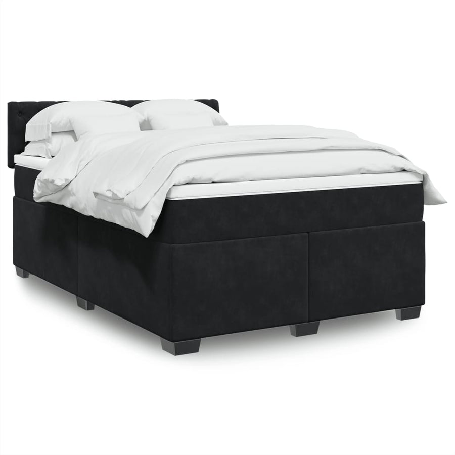 Boxspring met matras fluweel zwart 140x200 cm