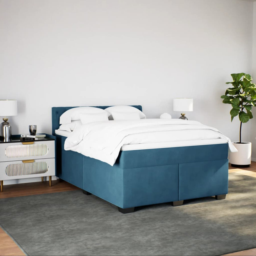 Boxspring met matras fluweel blauw 140x200 cm