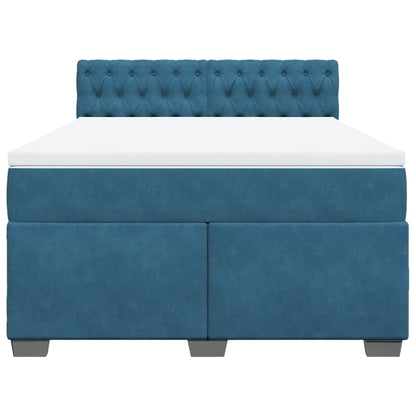 Boxspring met matras fluweel blauw 140x200 cm