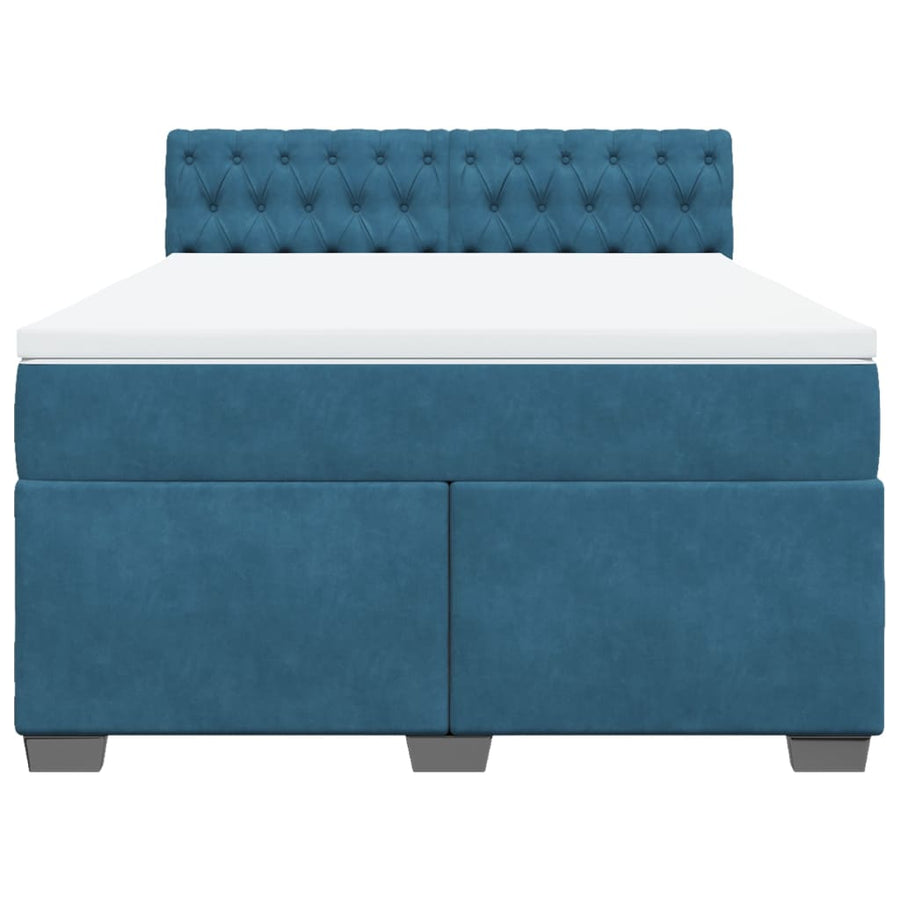 Boxspring met matras fluweel blauw 140x200 cm