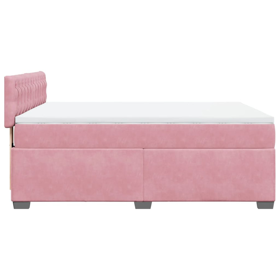 Boxspring met matras fluweel roze 140x200 cm
