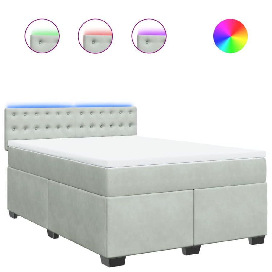 Boxspring met matras fluweel lichtgrijs 140x200 cm