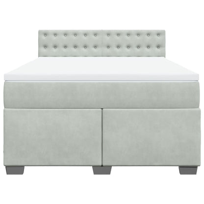 Boxspring met matras fluweel lichtgrijs 140x200 cm