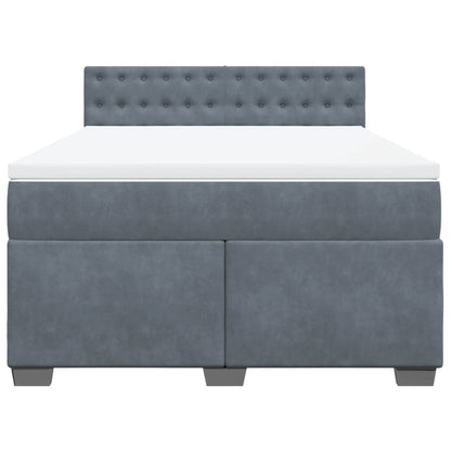 Boxspring met matras fluweel donkergrijs 140x200 cm