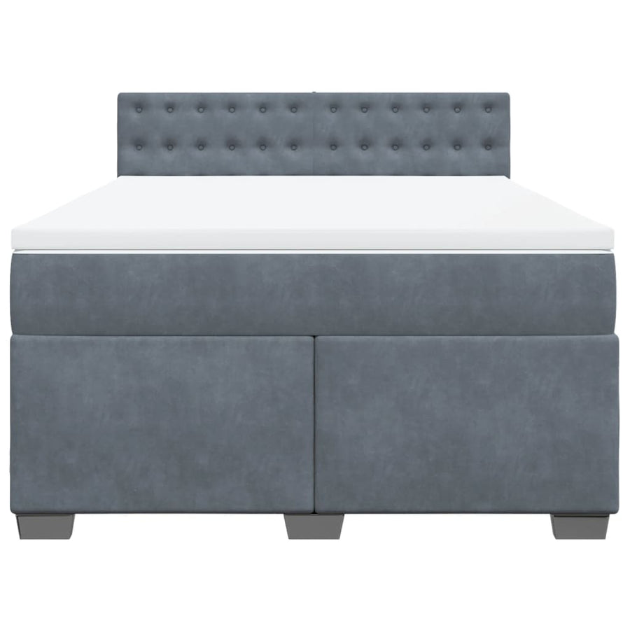 Boxspring met matras fluweel donkergrijs 140x200 cm
