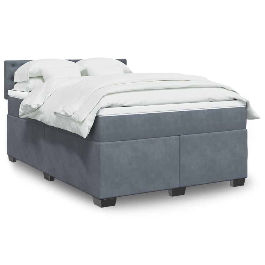 Boxspring met matras fluweel donkergrijs 140x200 cm