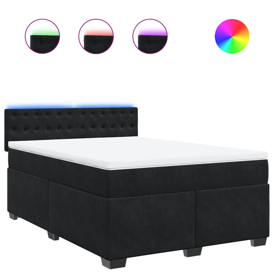 Boxspring met matras fluweel zwart 140x200 cm