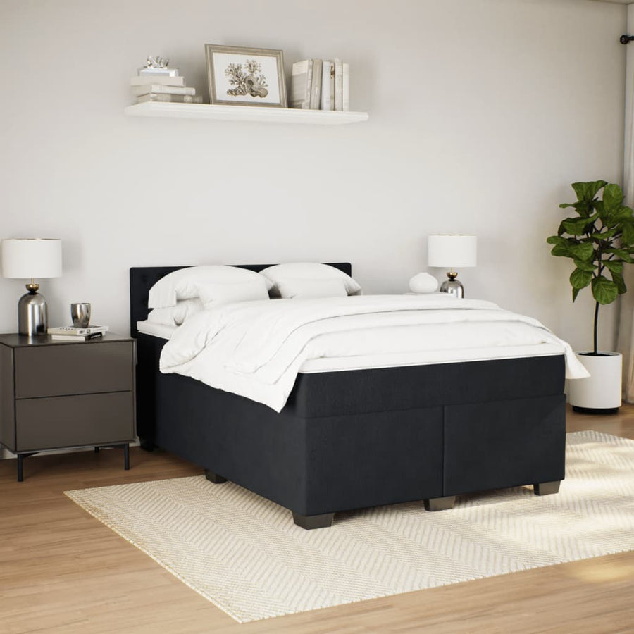 Boxspring met matras fluweel zwart 140x200 cm