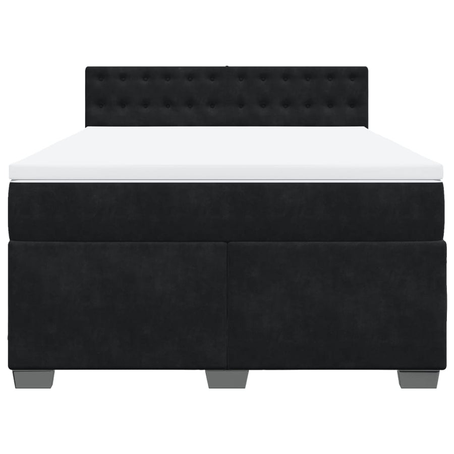 Boxspring met matras fluweel zwart 140x200 cm