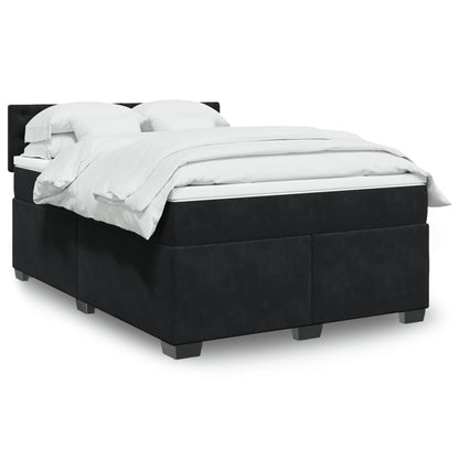 Boxspring met matras fluweel zwart 140x200 cm