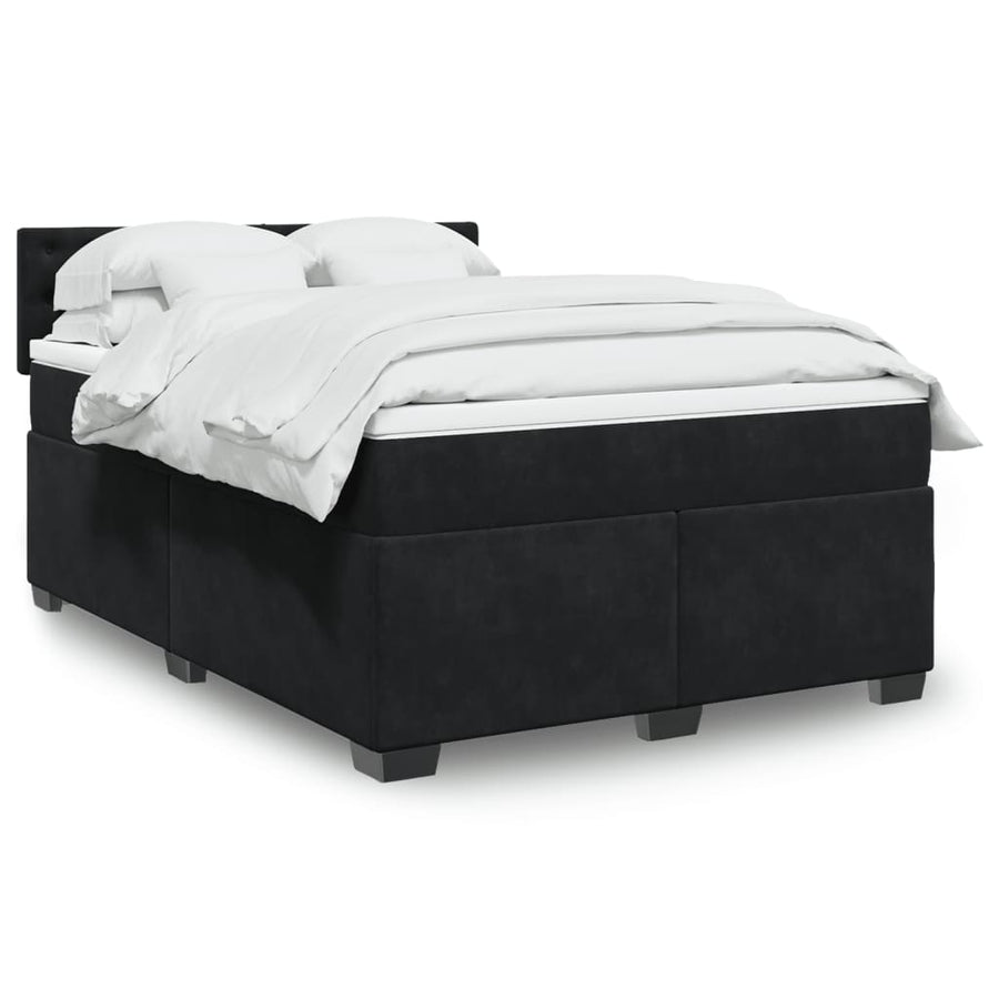 Boxspring met matras fluweel zwart 140x200 cm