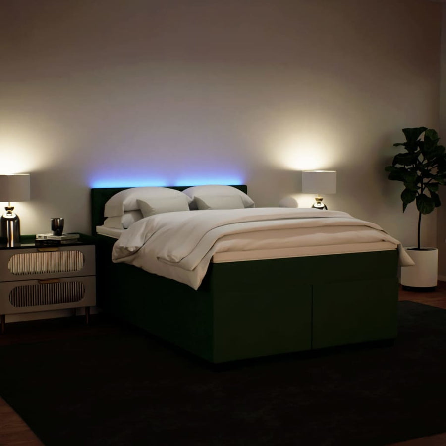 Boxspring met matras fluweel donkergroen 140x200 cm