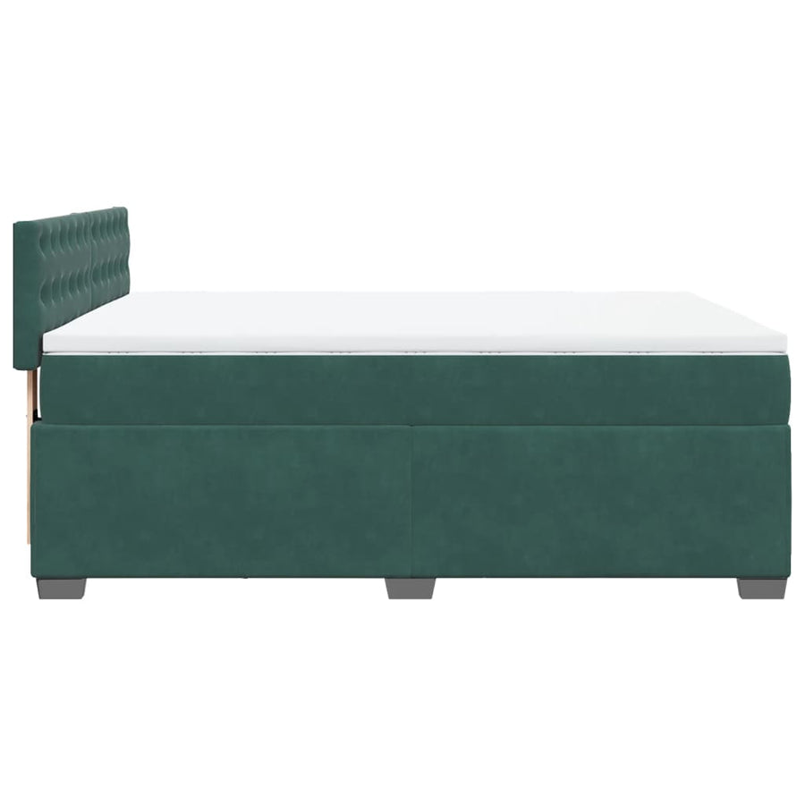 Boxspring met matras fluweel donkergroen 140x200 cm