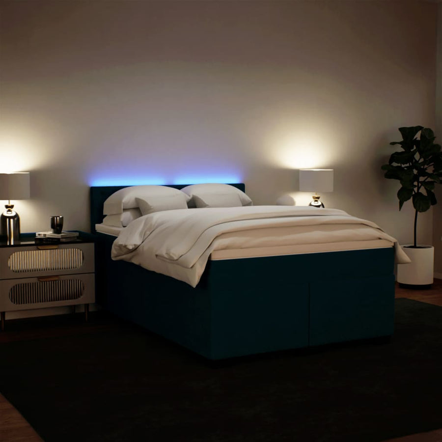 Boxspring met matras fluweel blauw 140x200 cm