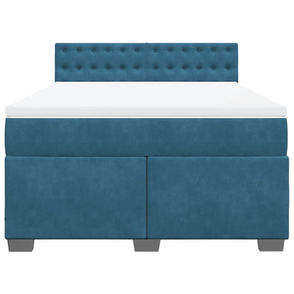 Boxspring met matras fluweel blauw 140x200 cm