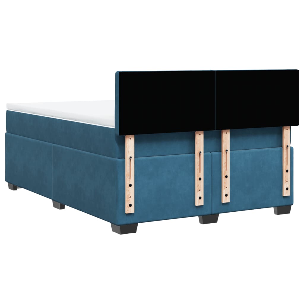 Boxspring met matras fluweel blauw 140x200 cm