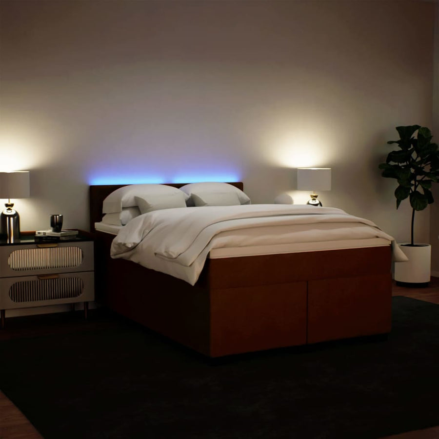 Boxspring met matras fluweel roze 140x200 cm